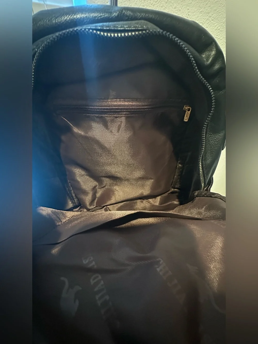 Black Leatherette Mini Backpack with Gold Accent
